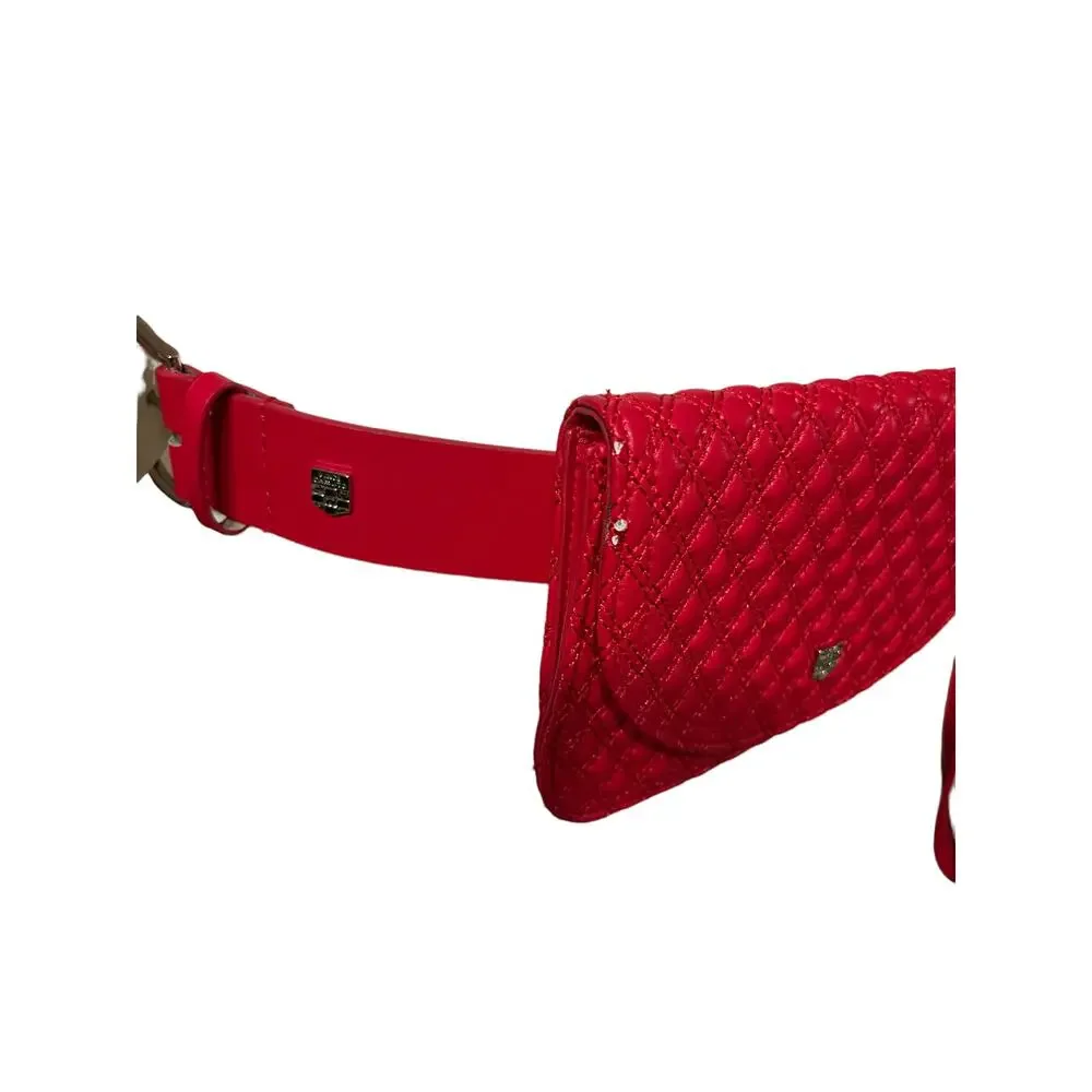 Vince Camuto Red Quilted Faux Leather Belt Bag Fanny Pack Purse Size XL VB503811